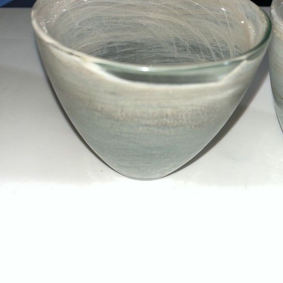 Ecoglass Recycled Glass Votive Holder White Swirls Spain Set Of 2 - Picture 2 of 3